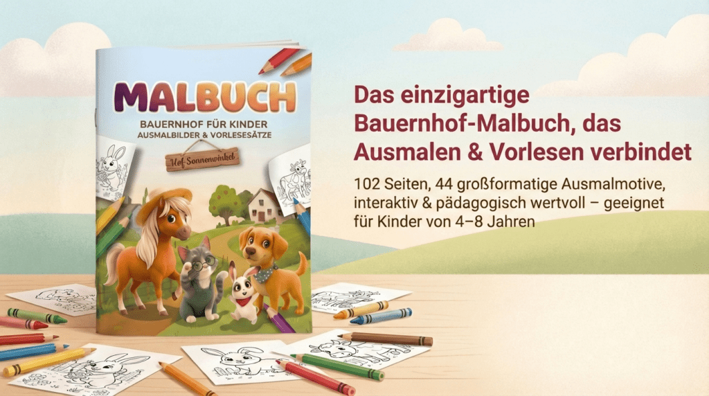 Interaktives Malbuch für Kinder ab 4 Jahren - Bauernhof
