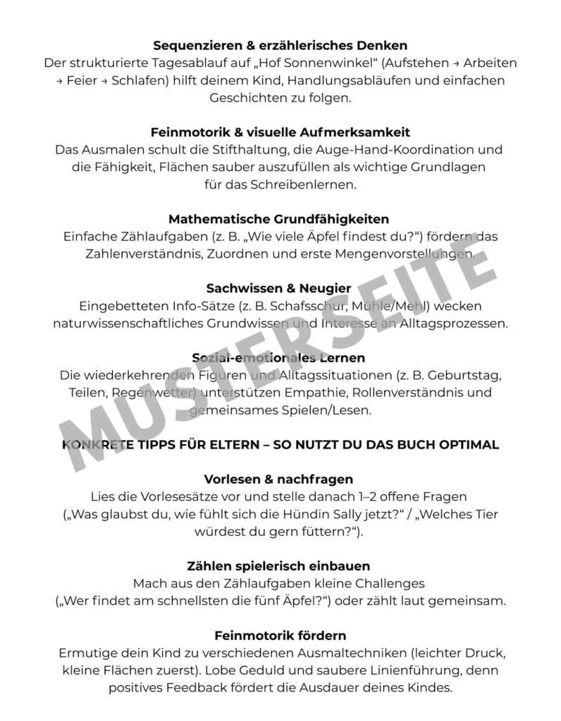 Lernziele - Malbuch Hof Sonnenwinkel