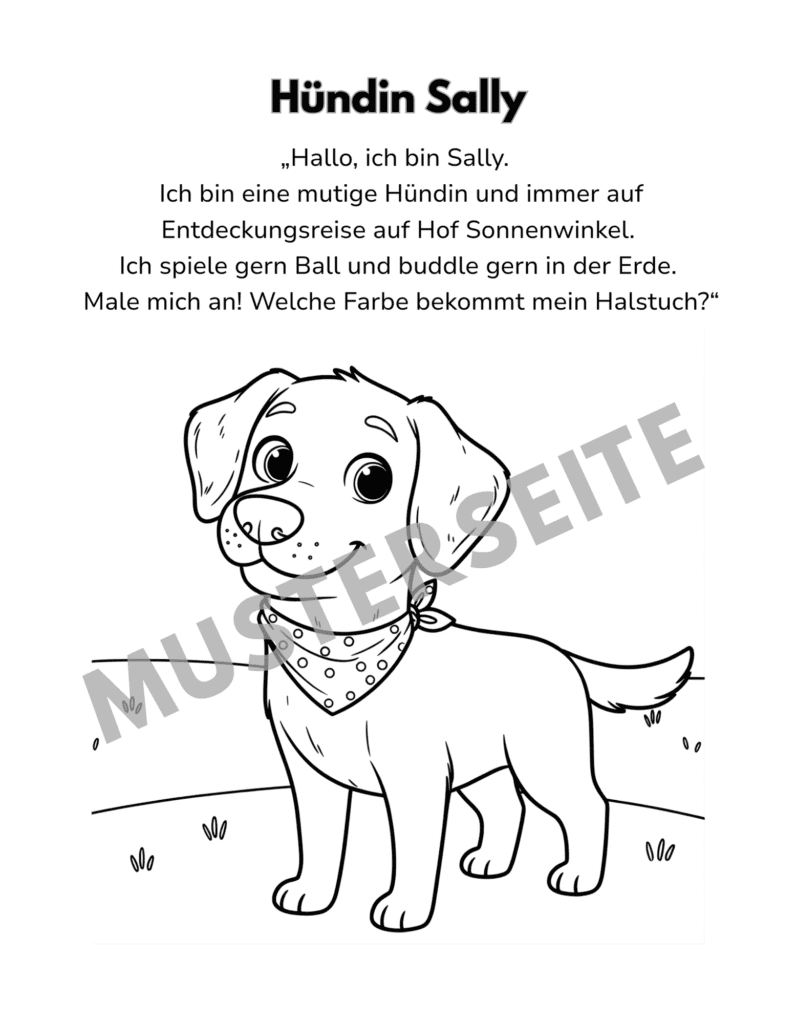 Malbuch - Musterseite Hündin Sally